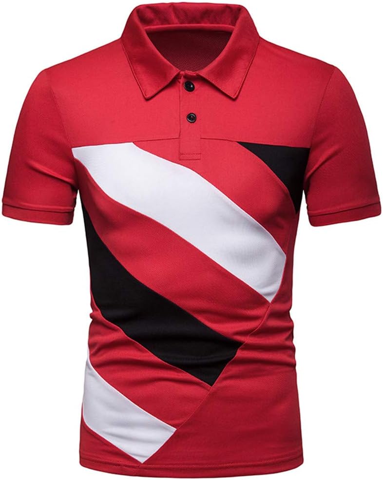 SPE969 Polo Man! Casual Slim Top Blouse Patchwork Short Sleeve T Shirt