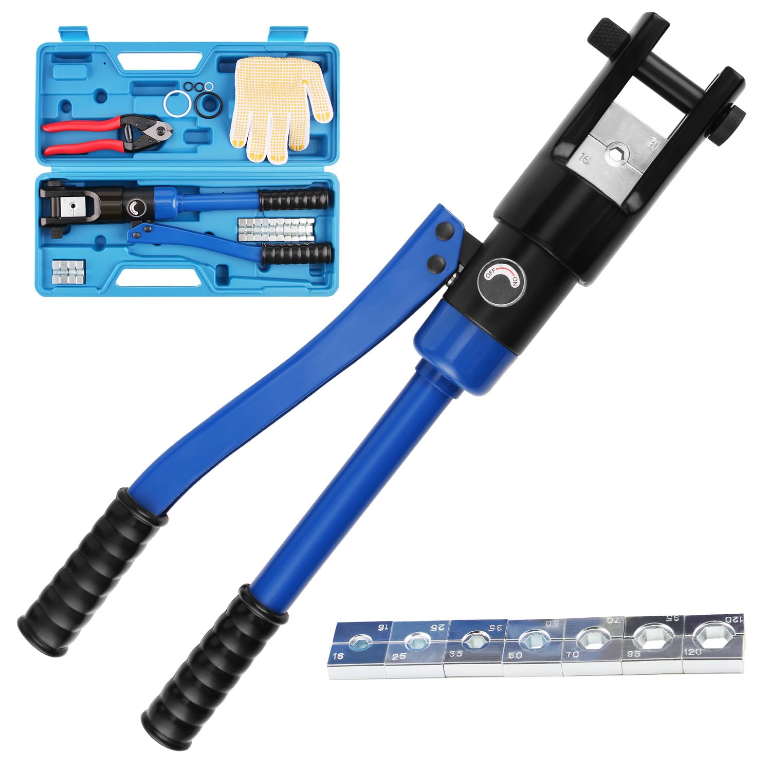 Photo 1 of LICHAMP 16 Packs Hydraulic Cable Lug Tool with durable case, 6 AWG to 4/0 AWG Battery Cable Crimping Tool WIRE Terminal Crimper Set, 1203BL