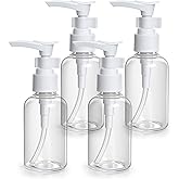 4Pcs Plastic Pump Bottle Dispenser, Transparent Travel Pump Bottles, Mini Foamer Bottle for Cosmetics Packaging Shampoo Lotion Toiletries, Refillable (50ml)