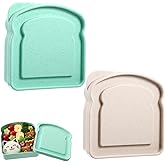 ElevateTech Sandwich Containers for Lunch Boxes, 2 Pcs Plastic Toast-Shaped Sandwich Container BPA Free Reusable Food Storage Sandwiches Box with Lid, Microwave & Dishwasher Safe, for Family Adults