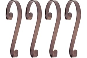 Haute Decor Stocking Scrolls Stocking Hanger - 4 Pack (Oil-Rubbed Bronze) - Christmas Stocking Holders for Various Mantel Sizes Including Large