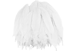 HaiMay 200 Pieces White Feathers for Craft Wedding Home Party Decorations, 6-8 Inches Goose Feathers White Craft Feathers