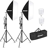 UBeesize Softbox Photography Lighting Kit, 27” x 20” Continuous Lighting Kit with 2pcs 40W E27 Socket 6500K Bulbs, Profession