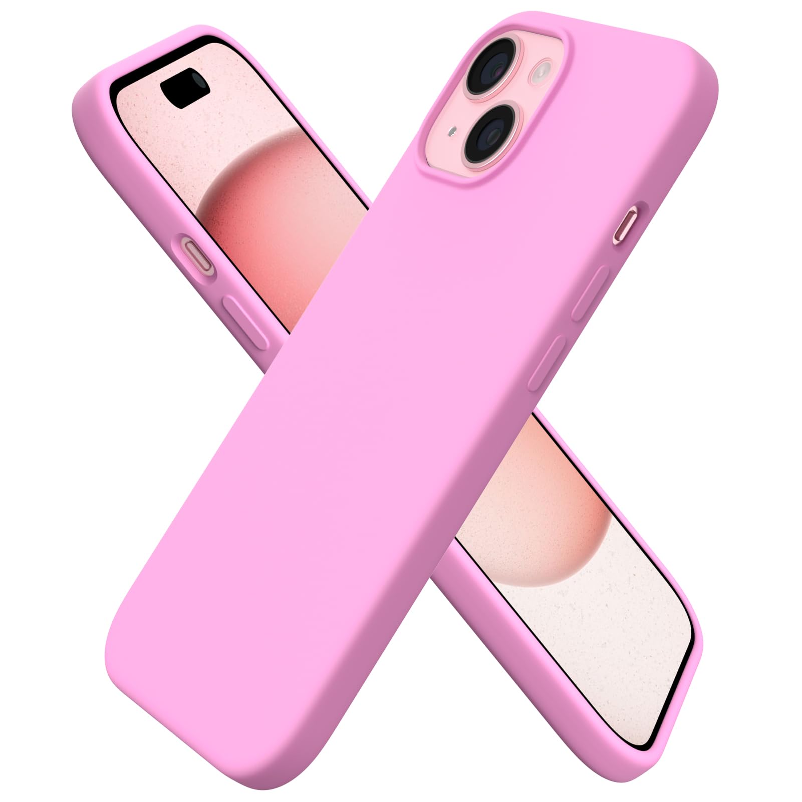 Photo 1 of ORNARTO Compatible with iPhone 15 Plus Case 6.7", Slim Liquid Silicone 3 Layers Full Covered Soft Gel Rubber Cover Protective Phone Case with Anti-Scratch Microfiber Lining-Cherry Blossom