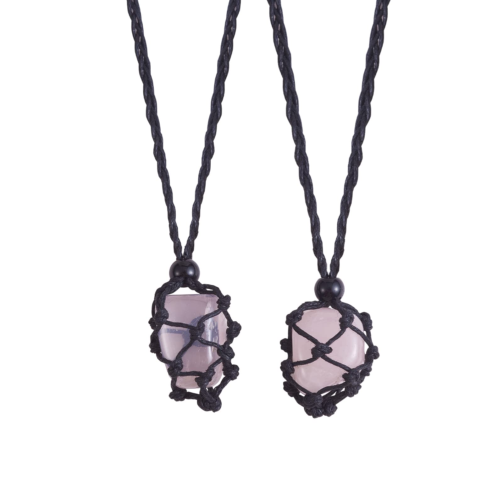 WEWAYSMILE 2-Piece Crystal Necklace Holder, Adjustable Cord for Pendant Necklace, Total Length 52cm/20.5in