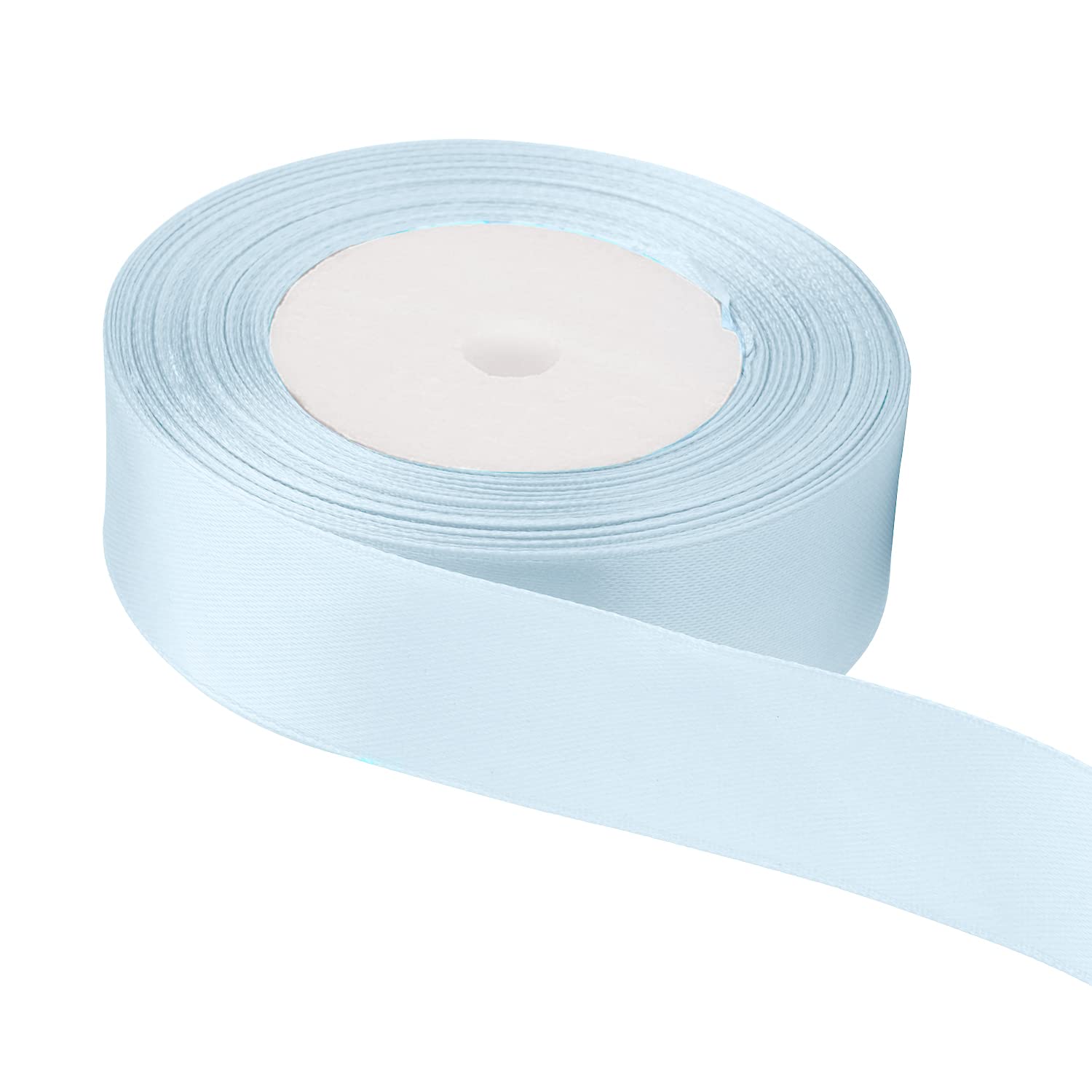 Trimming Shop Sky Blue Ribbon Roll - 25mm x 25 Metres - Double Sided Satin Brightly Coloured - 100% Polyester - for Gift Wrapping, Decorating, Arts and Craft - Machine Washable
