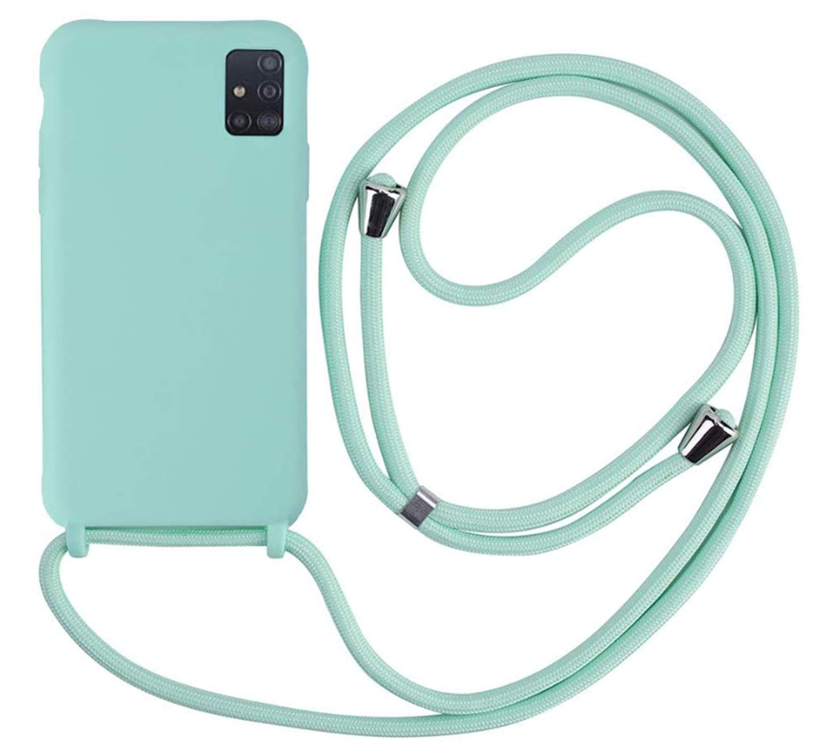 MEVIS Case Compatible with Samsung Galaxy A71, Necklace for Cell Phone Collars Slim Shockproof Adjustable Lanyard Case Light Green