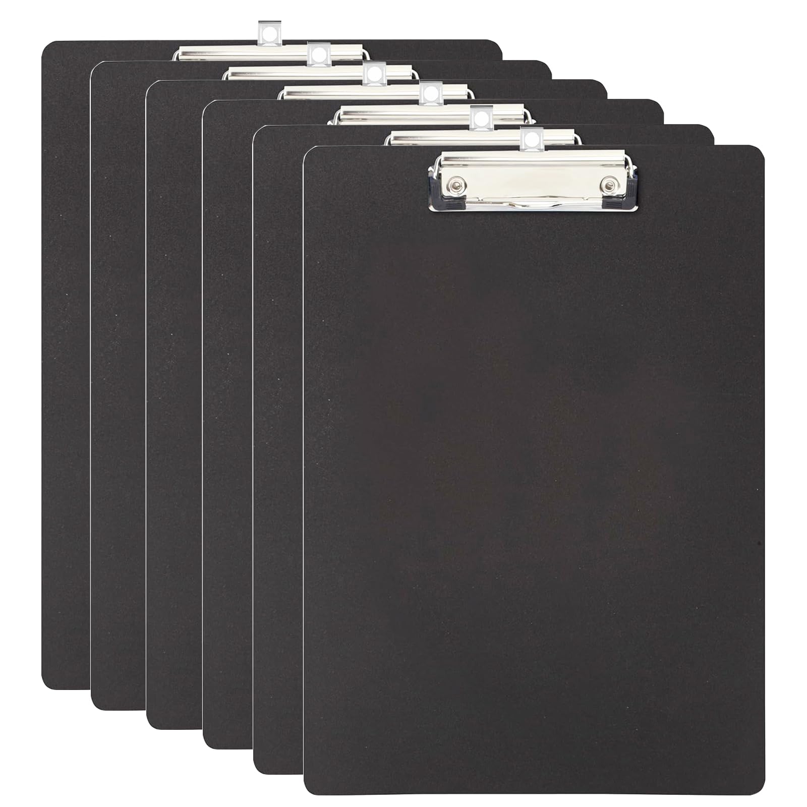 Plastic Clipboards, 6 Packs A4 Size Clip Boards, Paper Clips, Nursing Clipboard, Paper Clip Holder, Writing Board, Document Holder - Black