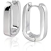 Caralon Small Gold & Silver Huggie Hoops for Women:Rectangle,Paperclip,Teardrop,U-Shape,Horseshoe, Square,Trapezoid,Oval⨯ Designs,Champagne&White Gold Plated Pave CZ,Hypoallergenic Daily Earrings