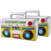 Decora 16 inch Novelty Inflatable Boombox for 80s 90s Party Decoration, Silver, Pack of 2