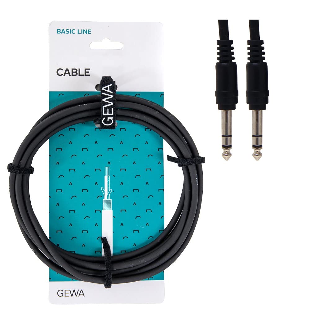 GEWA patch cable Basic Line 0.3m, black, 6.3 mm stereo jack - 6.3 mm stereo jack, 190330