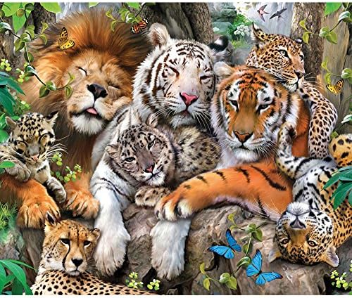 5D Diamond Embroidery Painting Tiger and Lion,JoyStreet DIY Rhinestones Paintings Cross Stitch Home Decor Best Gifts (Frame Not included) 30x40CM