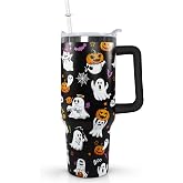 Ceovfoi 40 oz Halloween Boo Tumbler Insulated Stainless Tumbler,Goth Ghost Travel Coffee Cup Water Botter, Witch Goth Decor Halloween Gifts For Women
