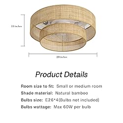 20" Boho Bamboo Small Caged Wicker Rattan DC Low