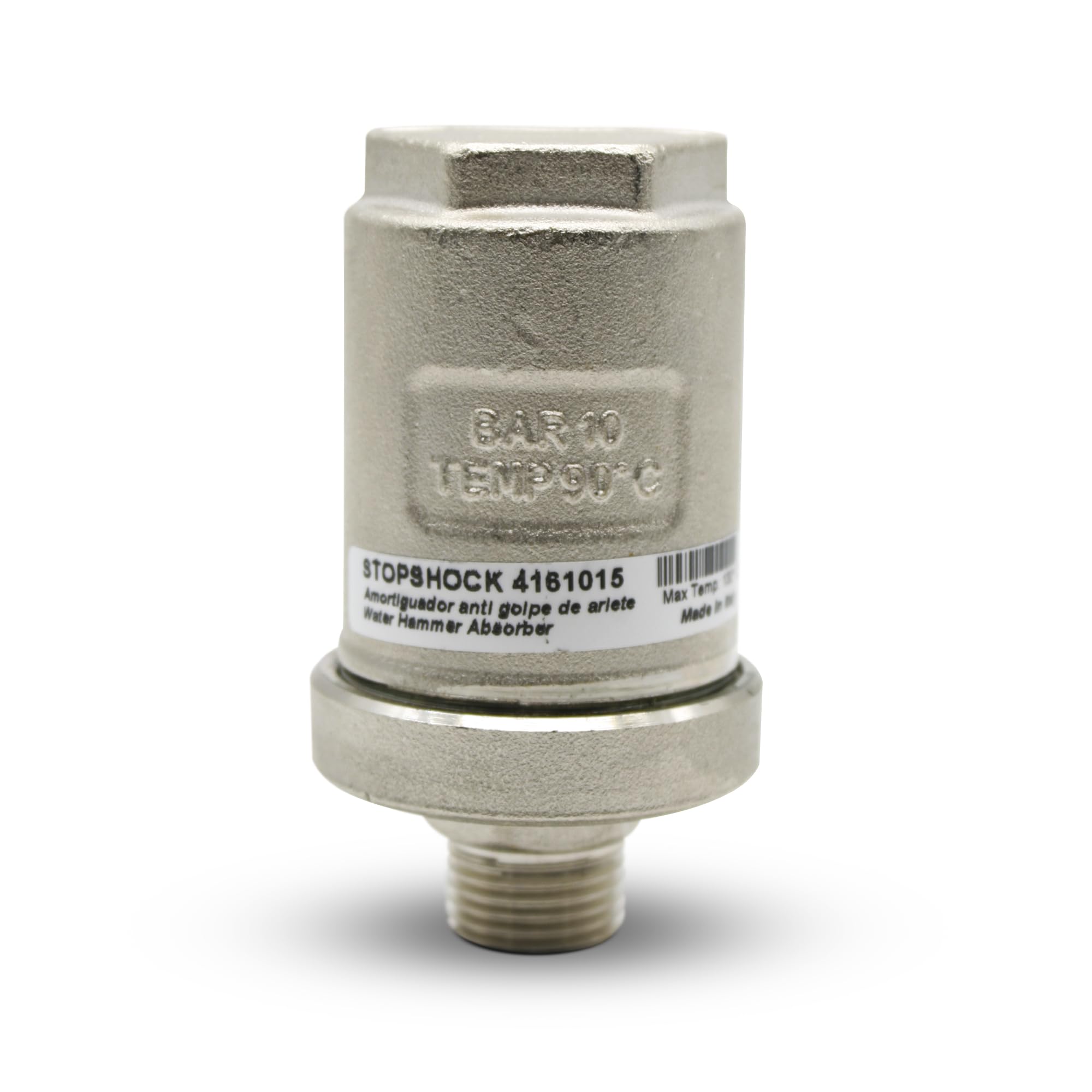 DOJA Barcelona Water Hammer Arrestor 1/2″ | Pack 1 | Compression Shock Absorber Valve Plumbing | Ø51×92,8mm Nickel Plated Brass | Stop Water Hammer up to 50mm | for Sink and Basin Taps Fittings