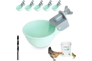 WHIMSII (6 Pack) Chicken Water Cups Feeder, Automatic Chicken Waterer, Anti-Leak System, Holds 50% More Water, Suitable for Chicks, Chicken, Duck, Quail, Turkey