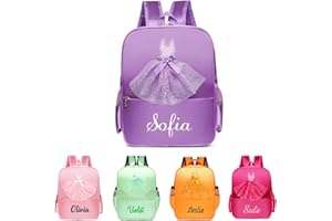VRFASHION Custom Ballet Dance Bag With Embroidered Name, Personalized Ballet Tutu School Bag,Dance Recital Gifts for Girls