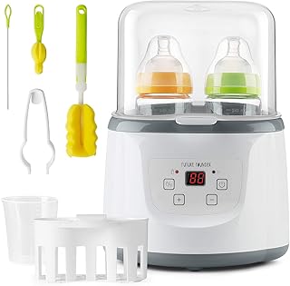 6 in 1 Flaschenwärmer Baby Doppelt Dampfsterilisator Babykostwärmer Sterilisator für Babyflaschen Bottle Warmer Milchwärmer Warmhaltefunktion Auftauen für Babyflaschen und Schnuller