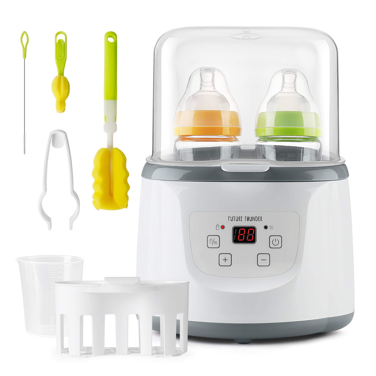 6 in 1 Flaschenwärmer Baby Doppelt Dampfsterilisator Babykostwärmer Sterilisator für Babyflaschen Bottle Warmer Milchwärmer Warmhaltefunktion Auftauen für Babyflaschen und Schnuller