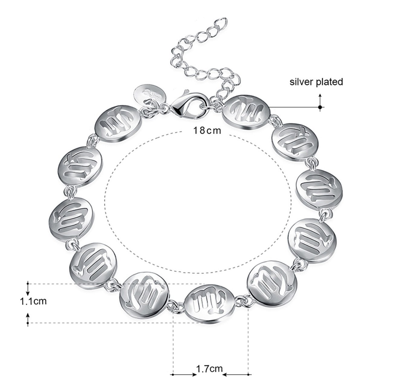 Zodiac II Sign Virgo Constellation Bangle Bracelet Silver Plated (Virgo)