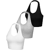 Bencailor 3 Pieces Women Halter Top Backless Scroop Neck Deep V Neck Crop Workout Tops for Women