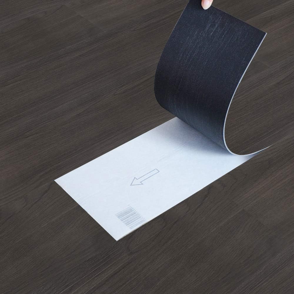Self Adhesive Vinyl Flooring Plank Grained Effect Vinyl Tile 36 Tiles Waterproof Pvc Floor Tiles For Bathroom Kitchen And All Flat Floor 91 5x15 2cm 5m2 Blackish Brown Amazon Co Uk Diy Tools