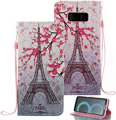 Galaxy S8 Case, S8 Case, Galaxy S8 Wallet Case, Etubby [Wallet Stand] PU Leather Wallet Flip Protective Case with Card Slots and Wrist Strap for Samsung Galaxy S8 (2017) - Paris