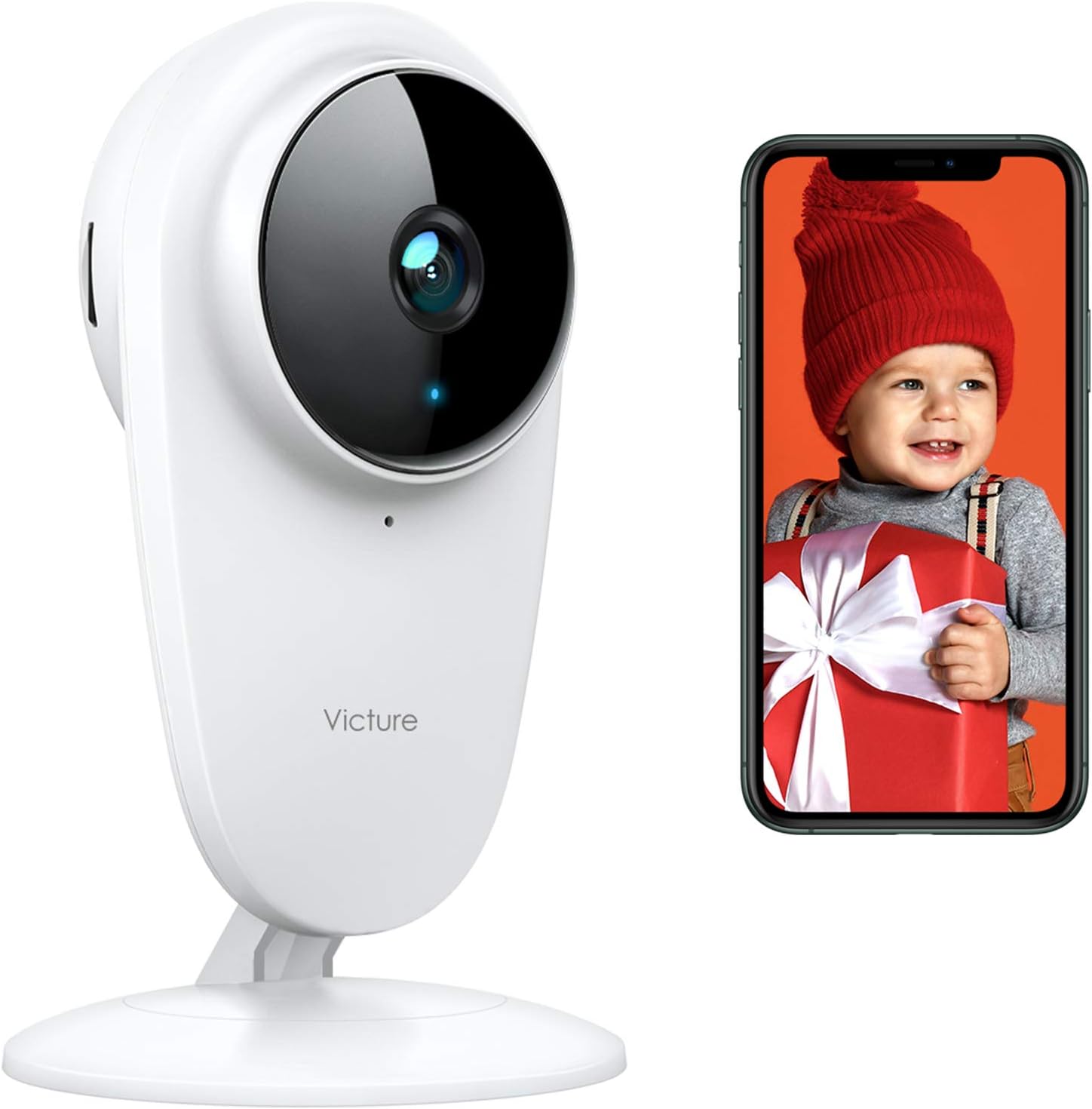 Victure 1080P Babyphone mit Kamera, Baby Monitor 2.4G WLAN Kamera Überwachungskamera Bewegungserkennung mit Nachtsicht 2-Wege Audio Verfügbar Monitor Baby/Ältere/Haustiere kompatibel mit IOS/Android