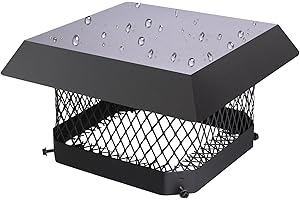 CLLOMAGY 9" x 9" Chimney Cap Chimney Cover,Fireplace Chimney Caps for Outside,Chimney Rain Caps Chimney Flue Cover Chimney Roof Rain Guard on Existing Flue Tile Brick Clay,Galvanized Steel Chimney Vent Cap