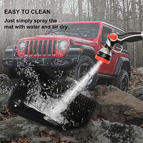 Unique Black Red TPE All-Weather Protector Slush Mat Front and Rear Row Heavy Duty Rubber Liner Set Vehicle Carpet Custom Floor Mats, for Jeep Wrangler JL 2018 2019 4-Door Floor Liners,Odorless