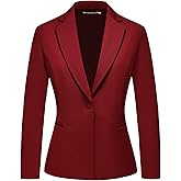 MODFUL Women's Formal Business Blazer One Button Long Sleeve Suit Jacket for Lady with Notch Lapel Work Office
