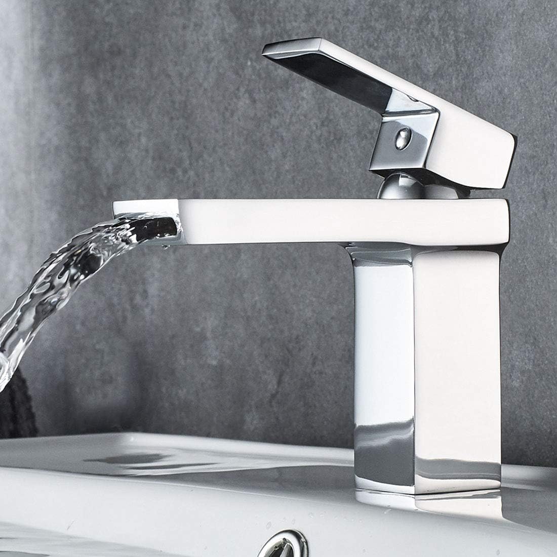 Damoyar Cloakroom Finish Bathroom Basin Waterfall Mixer Tap Brass Fitting,Single Handle Monobloc Tap for Monobloc Bathroom Sink taps B041