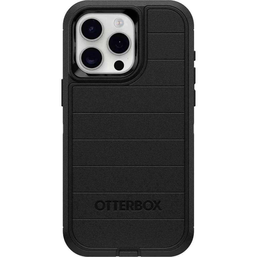 OtterBox iPhone 15 Pro Max (Only) - Defender Series Case - Black - Screenless - Rugged & Durable - with Port Protection - Holster Clip Includes - Microbial Defense Protection
