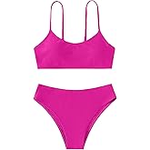 SHENHE Girl's 2 Piece O Ring Bikini High Waisted Spaghetti Strap Cute Swimsuit Bathing Suit