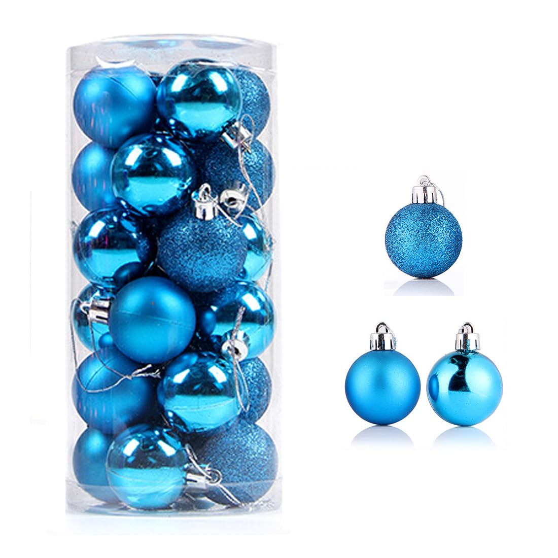 Christmas Balls, Christmas Ornaments, Blue, 24 Piece Set of 24 Christmas Balls, Christmas Tree Strap, Christmas Decoration, Molle Ceiling Straps, Handicraft, Barrel Plated, Beautiful, Christmas Tree