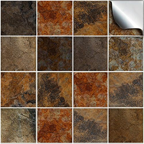 Tile Style Decals 24 Mosaic Wall Tile Stickers For 100mm (4 inch) Square Tiles -(NTP 09)- Realistic Looking Stick On Wall Tile Transfers Directly From, No Middleman (NTP 09, 4 inch)