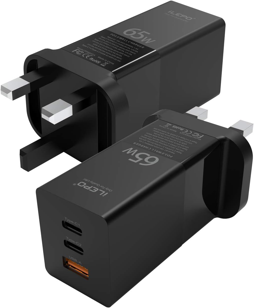 iLepo USB C charger 65W Power Delivery 3.0 with MOSFET (SuperSilicon) Tech, USBC power supply