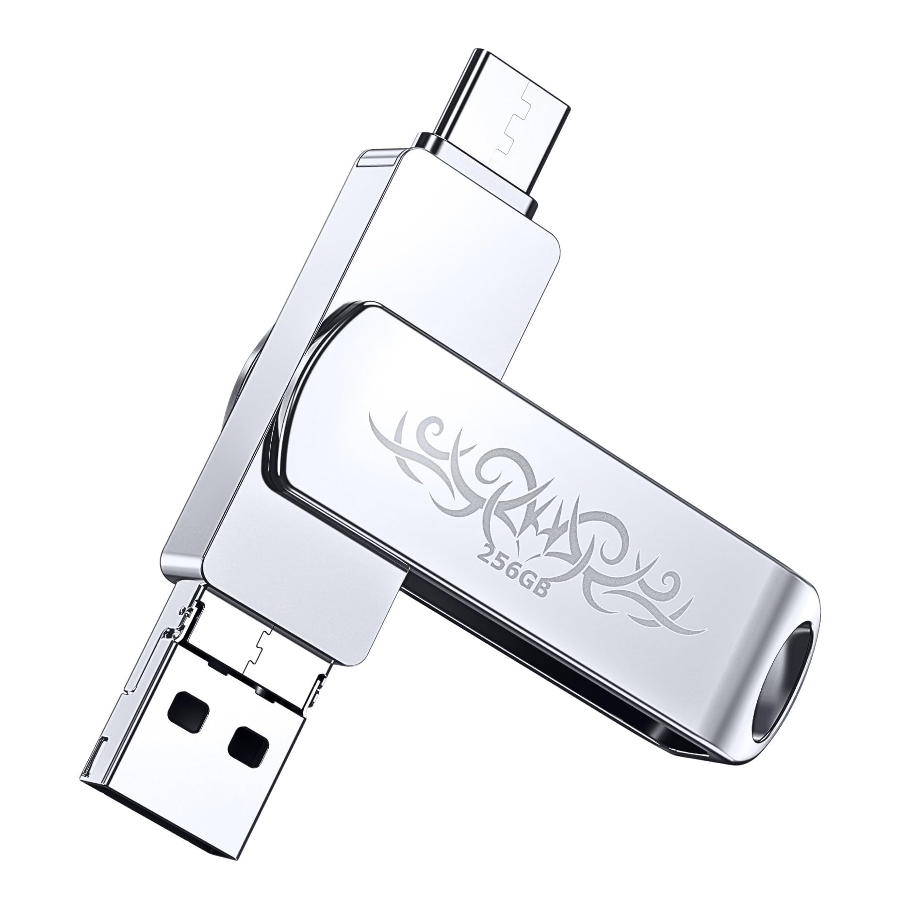 iPhone USB Storage Flash Drive 256GB – FYRIS 3-in-1 MFi Certified Backup Drive for Android, iPad, Mac & PC – Lightning & USB-C – No App Needed (Thorns)