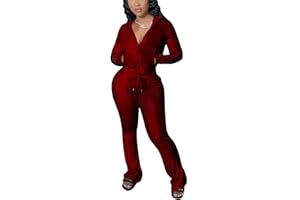 Chatinction Women's 2 Piece Outfit Velour Zip Up Crop Jacket and Bell Bottoms Long Pants with Pockets Tracksuit Set