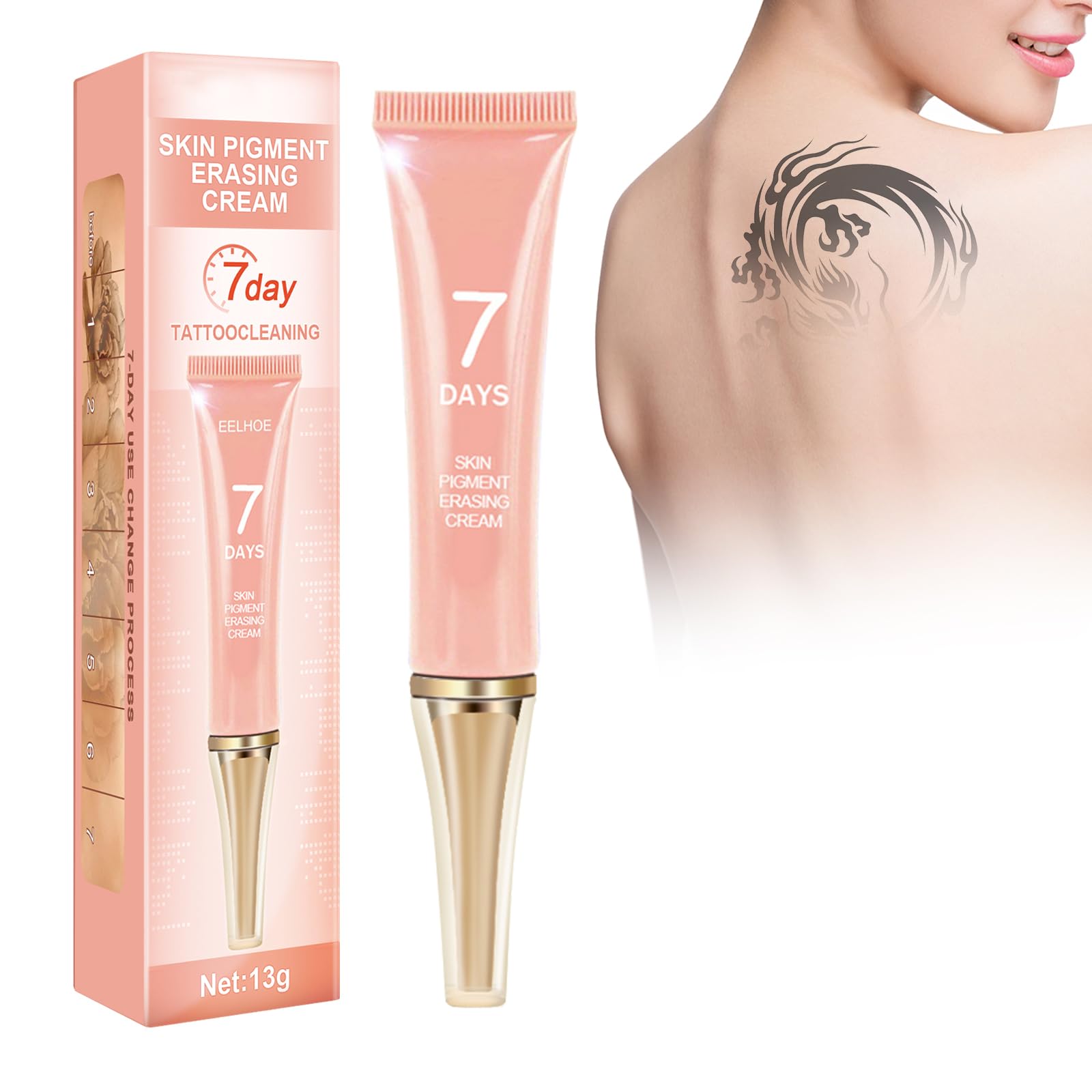 Tattoo Remover Cream, 13g Tattoo Fading Cream Anti-Tattoo Printing Cream For Tattoo Removal Painless Skin Tattoo Cleaning, Safe, Fast and Effective Removal (B)