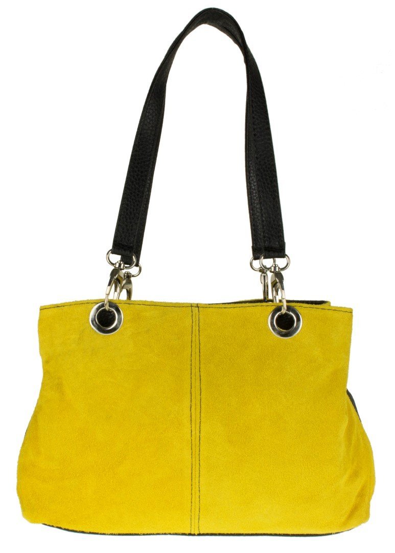 Girly Handbags Womens Italian Suede Leather Shoulder Bag - Yellow