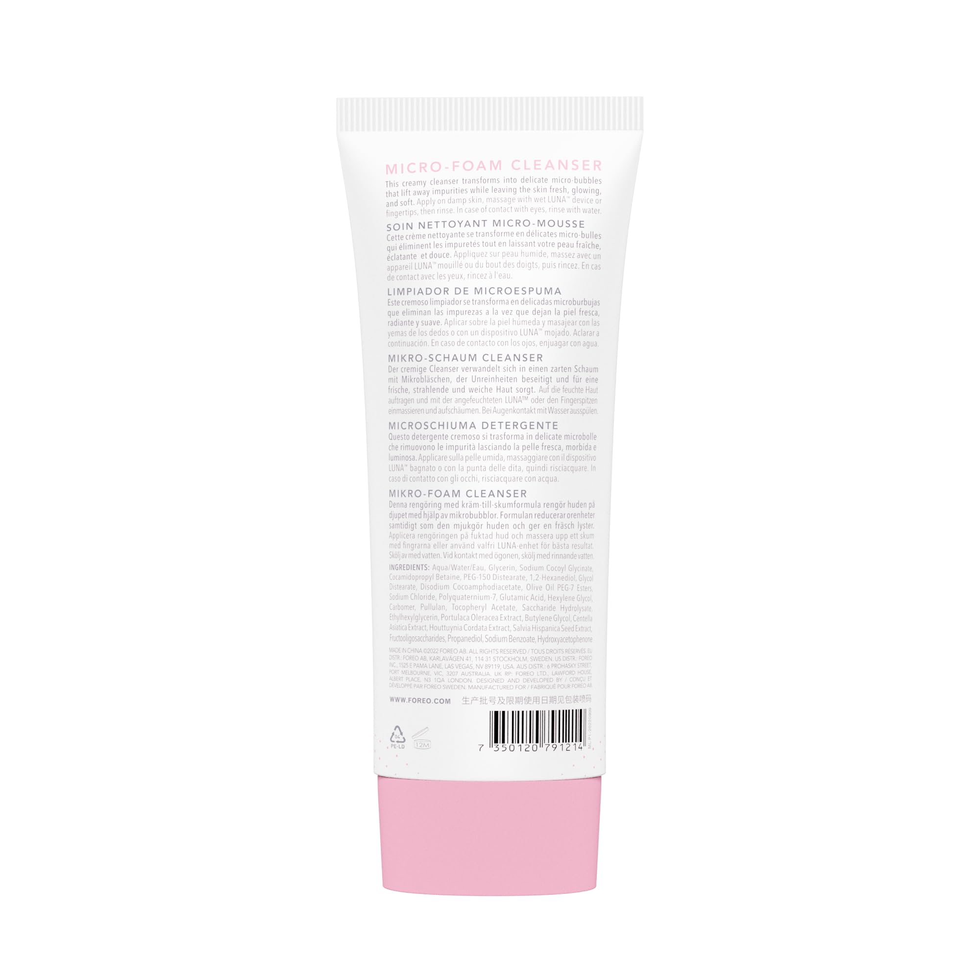 FOREO LUNA Micro-Foam Face Cleanser 2.0 - Exfoliating Face Wash - Pore Minimizer - All Skin Types Facial Cleanser - Travel Size - Vegan - Facial Skin Care Products with Vitamin E - 3.3oz