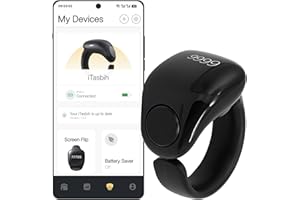 LEO RING Zikr Smart Ring,Adjustable Ring Finger Counter, Tasbeeh Counters, Prayer Direction Indicator Guide,5 Azan Alarm Clock, APP Support Eid al-Fitr Eid al-Adha Ramadan Gift for Muslims (Black-18mm&20mm)