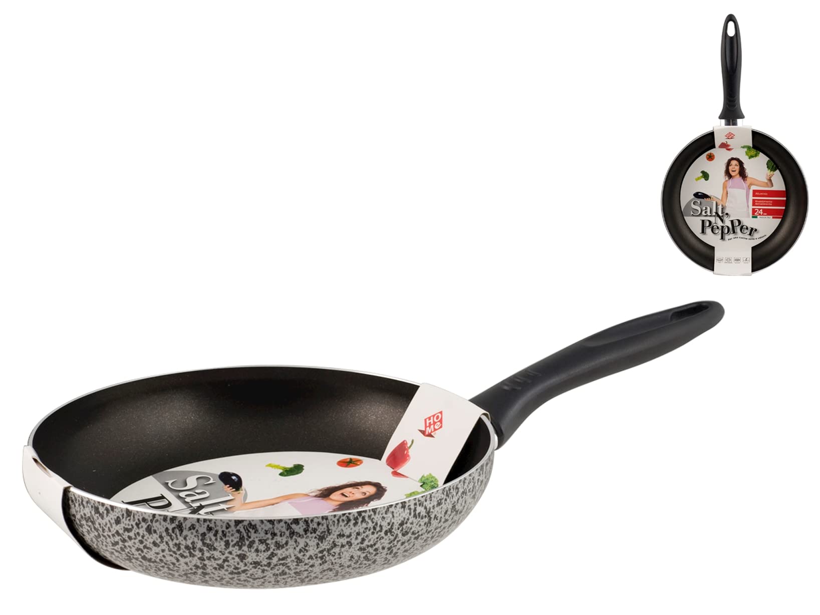Home Salt N'Pepper Aluminium Frying Pan, Non-Stick Coating, 24 cm