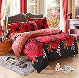 JessyHome 3D Printed 4-Piece Bedding Set Fullbloom Roses (Queen)