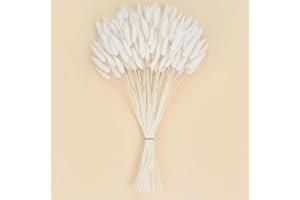 JOHOUSE 120PCS Dried Pampas Grass Decor, 17inch White Bunny Tails Dried Flowers, Bunny Tails Handpicked Bunch, Boho Flowers Home Table Decor, Wedding Decorations for Home