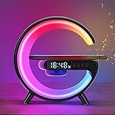 Blingbin Wireless Charger Atmosphere Lamp, 2025 New Mini LED Table Lamp, Bluetooth Speaker, Dimmable Night Light Bedside Lamp Alarm Clock with Music for Christmas Birthday New Year Gifts