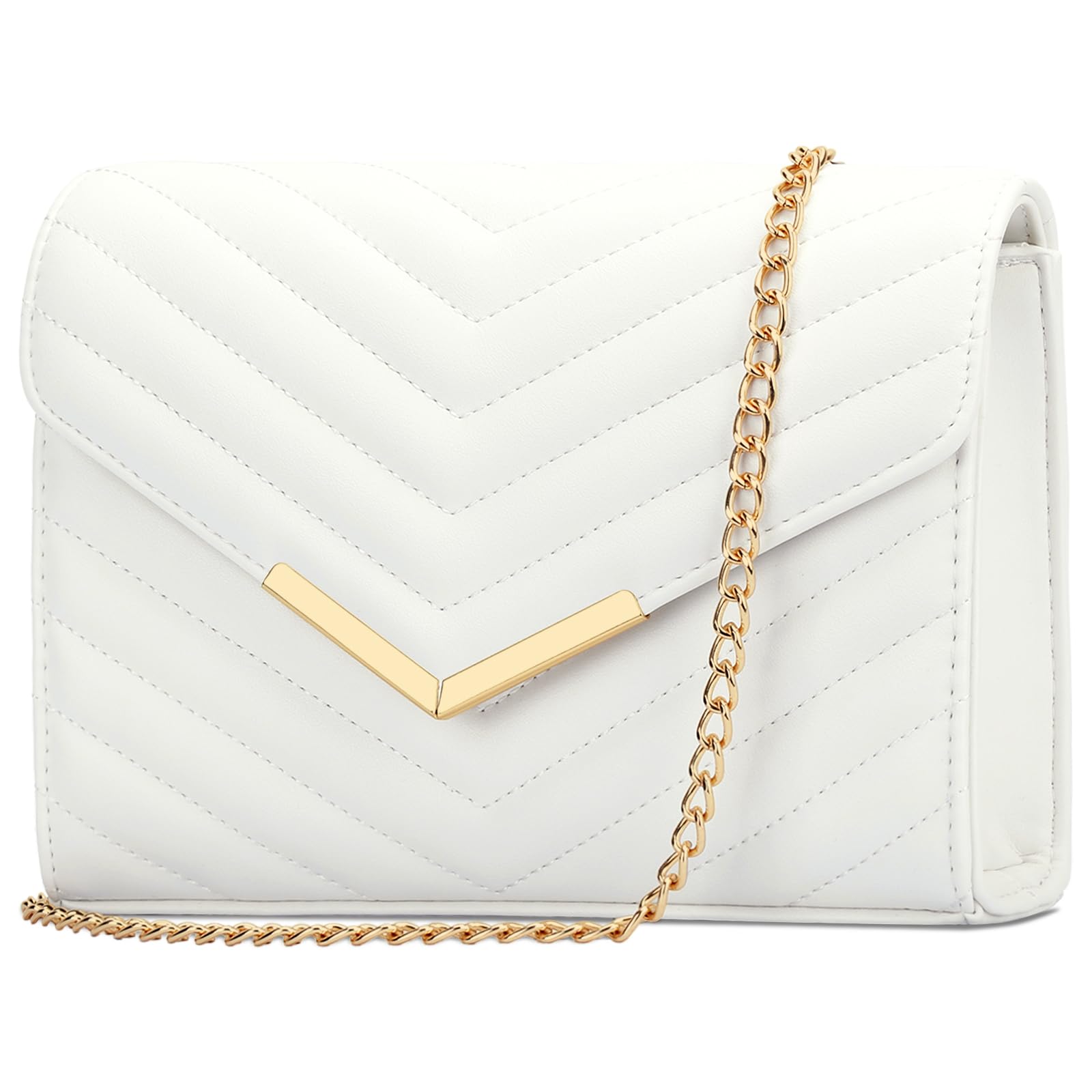 Photo 1 of ***MINOR DAMAGE*** ***READ CLERK NOTES*** KKXIU Women Formal PU leather Evening Envelope Clutch Purses and Handbags for Party Wedding Prom Bridal (A-White)