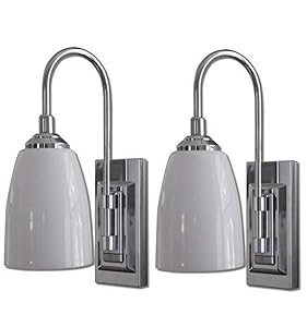 Westek Battery Operated Wall Sconce, 2 Pack - Indoor Wall Light Fixture for Room Lighting - Sconce Light with Switch, Easy Wireless Installation - Chrome Finish, Soft Warm Glow, 70 Lumens - LPL780C