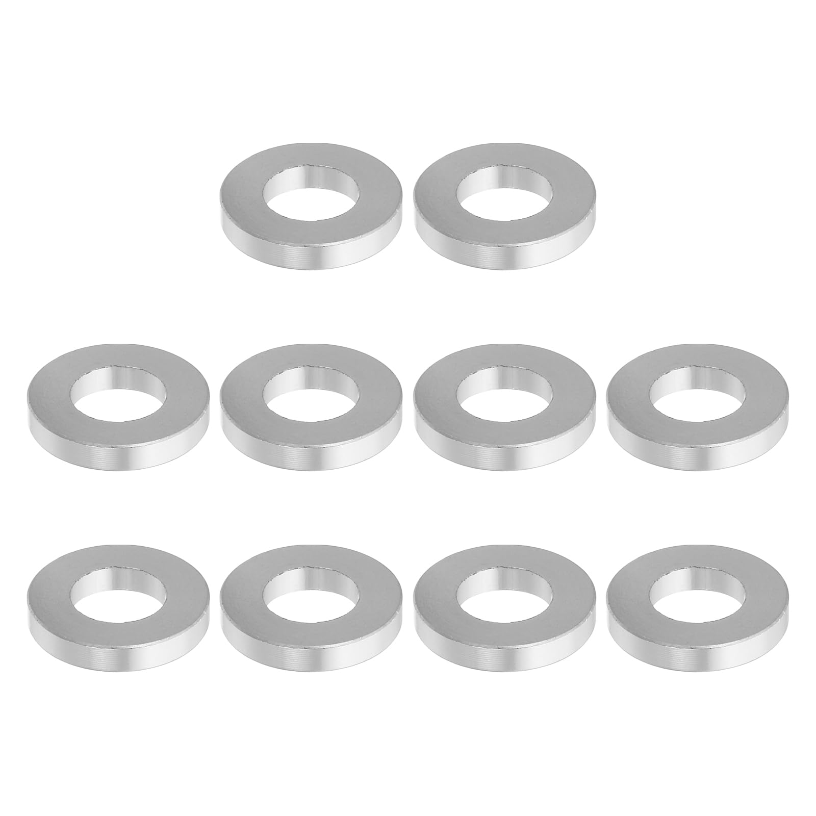 PATIKIL M10 Aluminum Spacers, 10 Pcs Metal Spacer Aluminum M10 X3/4"OD X1/8"L Aluminum Spacer Screw Standoff Round for 3/8" or M10 Screw Bolts, Silvery